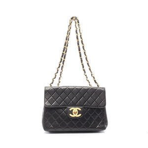 Chanel Matelasse Single Flap Shoulder Bag Lambskin Leather Black